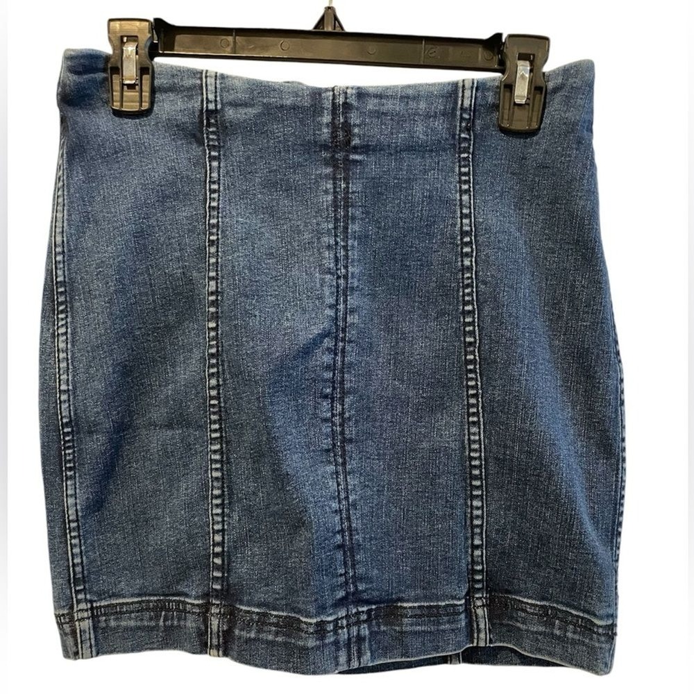 Free People Modern Femme Denim Mini Skirt Blue Boho High Waist Womens Size 8